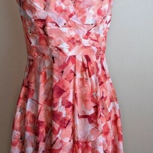 White House Black Market Strapless Pink Floral Dress